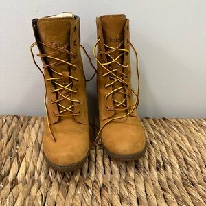 Timberland Women's Wheat Lace-Up Nubuck Boots with heel